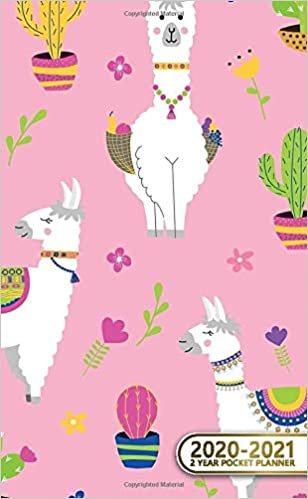 2020-2021 2 Year Pocket Planner: Nifty Pink Two-Year (24 Months) Monthly Pocket Planner & Agenda | 2 Year Organizer with Phone Book, Password Log & Notebook | Adorable Llama & Potted Cactus Print
