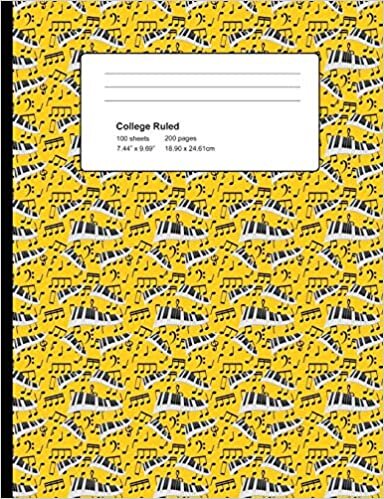 College Ruled 200 Pages: Orange Piano Notes Composition Notebook, Music Lover College Composition Book, Notebook For Musicians, Pianists, Keyboard Players