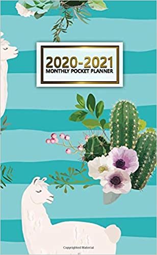 2020-2021 Monthly Pocket Planner: Cute Two-Year (24 Months) Monthly Pocket Planner & Agenda | 2 Year Organizer with Phone Book, Password Log & Notebook | Nifty Llama & Cactus Lined Print