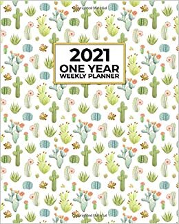 2021 One Year Weekly Planner: Cute Watercolor Cactus | Annual Calendar | Perfect for Work, Home, Students and Teachers | Weekly Views to Fuel Your ... | December January | Simple and Effective