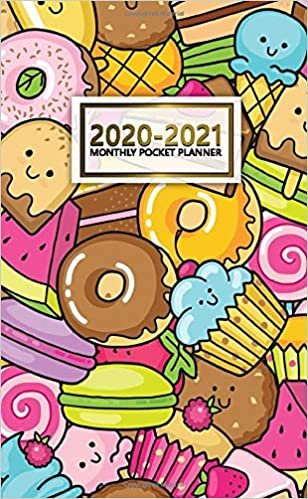 2020-2021 Monthly Pocket Planner: Cute Two-Year (24 Months) Monthly Pocket Planner & Agenda | 2 Year Organizer with Phone Book, Password Log & Notebook | Pretty Cartoon Donut & Cup Cake Pattern