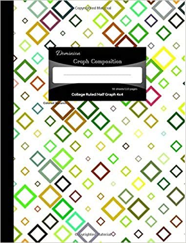 Dominion Graph Composition 4x4 Colored Squares: Half College Ruled/ Half Graph 4x4 Paper, 7.44 x 9.69 inches/110 pages, Composition Book (Graph Composition Book)