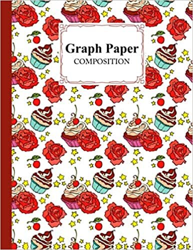 Graph Paper Composition Notebook: Cupcakes Roses Cover | Grid Paper Notebook, Quad Ruled, 100 Sheets, Size 8.5" x 11"
