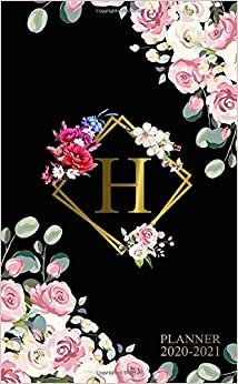 H: Monogram Initial Letter H Two Year 2020-2021 Monthly Pocket Planner | 24 Months Spread View Agenda With Notes, Holidays, Contact List & Password Log | Adorable Girly Floral Print