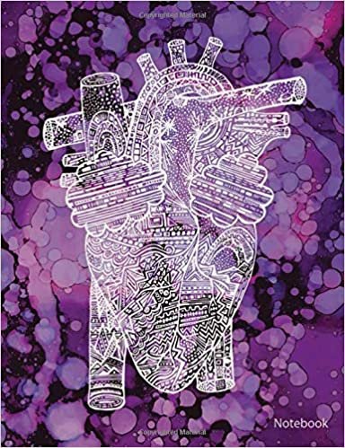 Notebook: Anatomical Heart on Purple Background