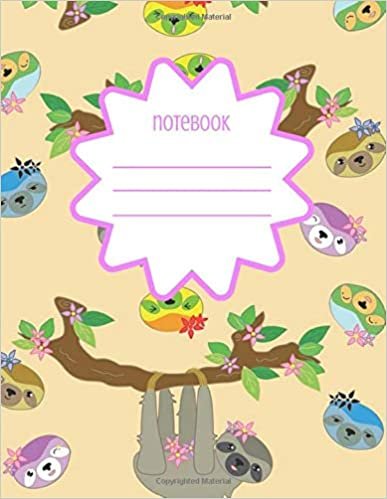 Notebook: Adorable Sloth 8.5 inch by 11 inch Blank, 110 Page, College Ruled, Lined Notebook/Journal