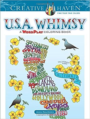 Creative Haven U.S.A. Whimsy: A Wordplay Coloring Book (Creative Haven Colouring Books) indir