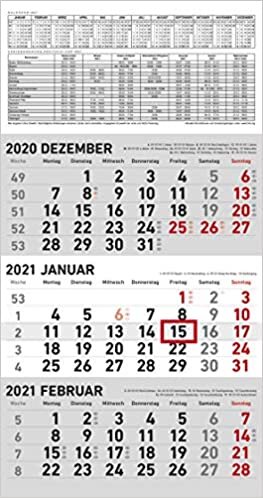 3-Monatsplaner GRAU 2021 - Büro-Planer - Planer-mit-Schieber - 3-Monate - 23,7x44,8 indir