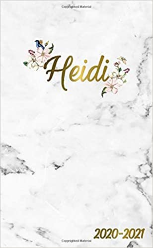 Heidi 2020-2021: 2 Year Monthly Pocket Planner & Organizer with Phone Book, Password Log and Notes | 24 Months Agenda & Calendar | Marble & Gold Floral Personal Name Gift for Girls and Women