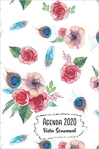 Agenda 2020 Vista Semanal: 12 Meses Programacion Semanal Calendario en Espanol Diseno Flores de Amapola Rosa