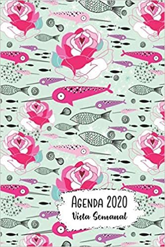 Agenda 2020 Vista Semanal: 12 Meses Programación Semanal Calendario en Español Diseño El Narval Rosa