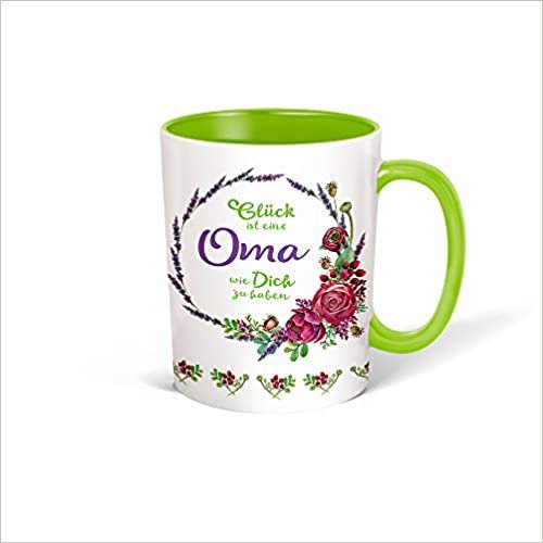 Trötsch Tasse Kranz Oma weiß grün: Kaffeetasse Teetasse Geschenkidee Geschenk (Keramiktasse / Blumenkranz)