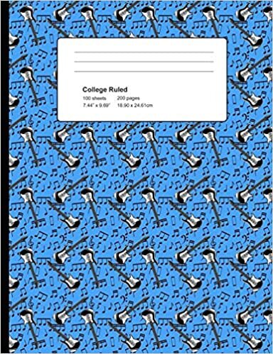College Ruled 200 Pages: Light Blue Guitar Composition Notebook, Music Lover College Composition Book, Notebook For Guitarists