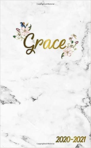 Grace 2020-2021: 2 Year Monthly Pocket Planner & Organizer with Phone Book, Password Log and Notes | 24 Months Agenda & Calendar | Marble & Gold Floral Personal Name Gift for Girls and Women