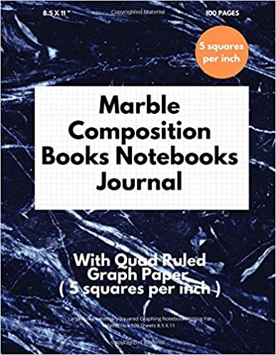 Marble Composition Books Notebooks Journal With Quad Ruled Graph Paper ( 5 Squares Per Inch ): Large Box Elementary Squared Graphing Notebook Writing For Math Thick 100 Sheets 8.5 X 11 indir