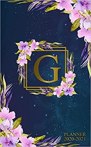 2020-2021 Planner: Two Year 2020-2021 Monthly Pocket Planner | Nifty Galaxy 24 Months Spread View Agenda With Notes, Holidays, Contact List & Password Log | Floral & Gold Monogram Initial Letter G