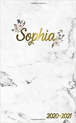 Sophia 2020-2021: 2 Year Monthly Pocket Planner & Organizer with Phone Book, Password Log and Notes | 24 Months Agenda & Calendar | Marble & Gold Floral Personal Name Gift for Girls and Women