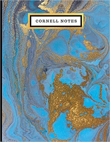 Cornell Notes Notebook | Large 8.5"x11"| 100 Pages| College ruled| lined Cornell Note-Taking System Paper For High School College University Students: Sky Blue Gold Marble Cover
