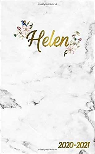 Helen 2020-2021: 2 Year Monthly Pocket Planner & Organizer with Phone Book, Password Log and Notes | 24 Months Agenda & Calendar | Marble & Gold Floral Personal Name Gift for Girls and Women