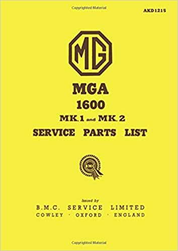 Mg Mga 1600 Mk.1 & Mk.2 Service Parts List.: Part No. Akd1215