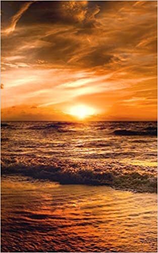 Notebook: Sun Setting Over The Ocean Design 5" x 8" 150 Ruled Pages