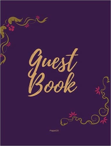 Guest Book - Golden Frame #5 on Pink Paper