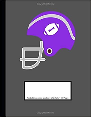 Football Composition Notebook: Wide Ruled, 100 Pages, One Subject Notebook, Purple (Large, 8.5 x 11 inches)