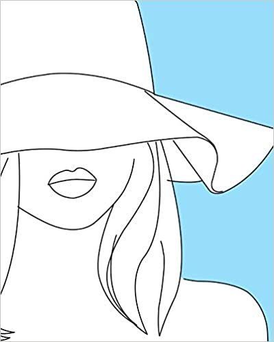 Modern Woman With Summer Hat Line Art Drawing Notebook: (Journal Composition Book) 8"x10"