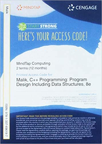 MindTap Computing, 2 terms (12 months) Printed Access Card for Malik's C++ Programming: Program Design Including Data Structures, 8th indir