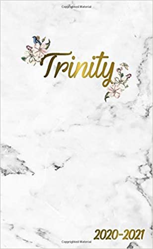 Trinity 2020-2021: 2 Year Monthly Pocket Planner & Organizer with Phone Book, Password Log and Notes | 24 Months Agenda & Calendar | Marble & Gold Floral Personal Name Gift for Girls and Women