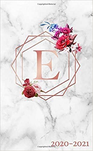 2020-2021: Monogram Initial Letter E Two Year Monthly Pocket Planner | Cute 2 Year (24 Months) Agenda & Organizer With Notes, Contact List and Password Log | Matte Rose Gold & Floral Print