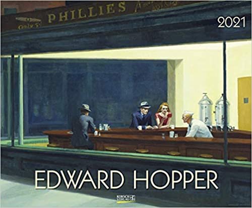 Edward Hopper 2021: Kunstkalender mit Werken des Künstlers Edward Hopper. Großer Wandkalender mit Bildern aus dem amerikanischen Realismus. Querformat: 55 x  45,5 cm. indir