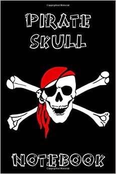 Pirate Skull Notebook - Bandana - Black - White - College Ruled indir