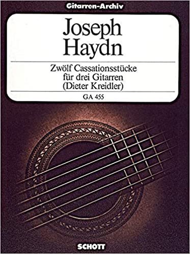 Zwölf Cassationsstücke: nach dem Original für 2 Barytone und Bass. Hob. XII:19. 3 Gitarren. Spielpartitur. (Gitarren-Archiv) indir