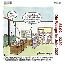 Waage Mini 2021: Sternzeichenkalender-Cartoon - Minikalender im praktischen quadratischen Format 10 x 10 cm. indir