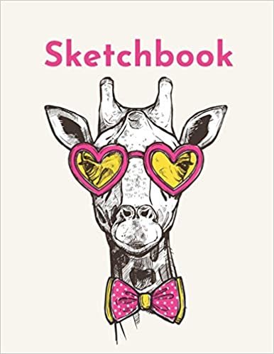 Sketchbook: A Cute Kawaii Giraffe Sketchbook Journal: 100 Large 8.5" x 11" Blank White Pages indir