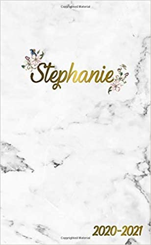Stephanie 2020-2021: 2 Year Monthly Pocket Planner & Organizer with Phone Book, Password Log and Notes | 24 Months Agenda & Calendar | Marble & Gold Floral Personal Name Gift for Girls and Women