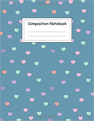 Composition Notebook: Cute Blue and Little Hearts Pastel Seamless Wide Ruled ;Composition Book ;Large Notebook College Rule ;8.5" x 11" ;100 Pages for Back To School ,Student ,Girls ,s ,Kids