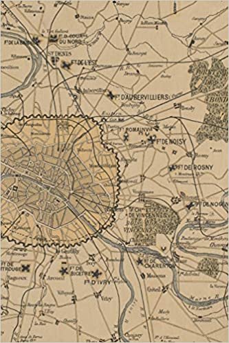 1870 plan of Paris and its surroundings, showing all fortifications - A Poetose Notebook / Journal / Diary (50 pages/25 sheets) (Poetose Notebooks: Boston)