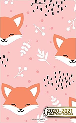 2020-2021 2 Year Pocket Planner: 2 Year Pocket Monthly Organizer & Calendar | Two-Year (24 months) Agenda With Phone Book, Password Log and Notebook | Cute Fox & Floral Print indir