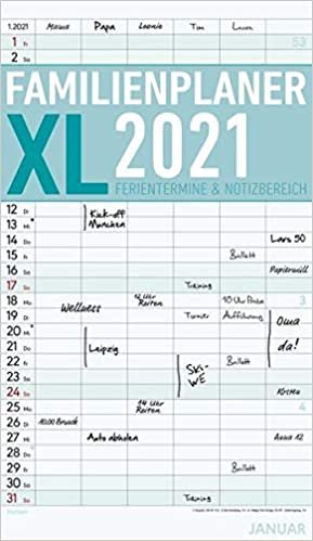 Familienplaner XL 2021 mit 6 Spalten - Offset-Papier - Familienkalender - Familientimer