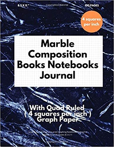 Marble Composition Books Notebooks Journal With Quad Ruled ( 4 Squares Per Inch ) Graph Paper: Large Box Elementary Squared Graphing Notebook Thick 100 Sheets 8.5 X 11 Writing For Math indir