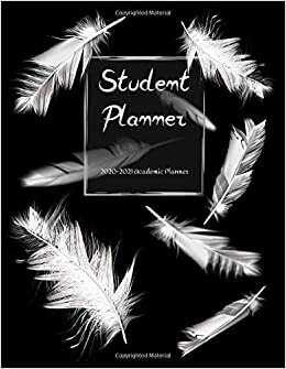 Student Planner: 2020-2021 Academic Planner, Black with White Feathers