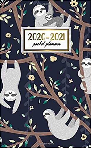 2020-2021 Pocket Planner: Pretty Two-Year Monthly Pocket Planner and Organizer | 2 Year (24 Months) Agenda with Phone Book, Password Log & Notebook | Exotic Jungle Sloth Pattern