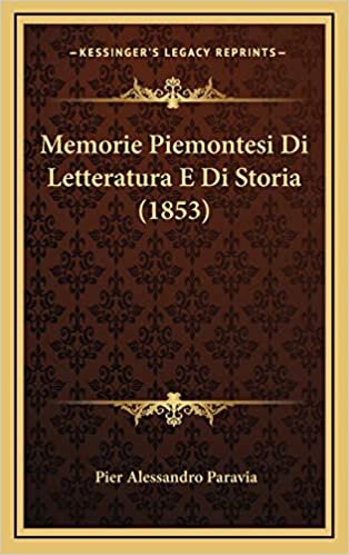 Memorie Piemontesi Di Letteratura E Di Storia (1853) indir