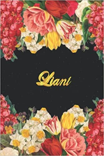 Liani: Lined notebook - cuaderno personalizado con nombre para escribir notas / ideas / diario / journaling con monograma inicial L - cuaderno floral ... para la escuela, el hogar y el trabajo indir