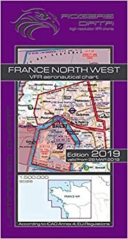 France North West Rogers Data VFR Luftfahrtkarte 500k: Frankreich Nord West VFR Luftfahrtkarte – ICAO Karte, Maßstab 1:500.000 indir