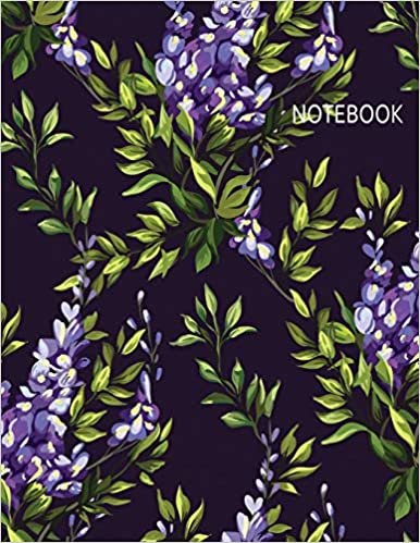 Notebook: Purple Floral Notebook (8.5 x 11 Inches) - 110 Pages