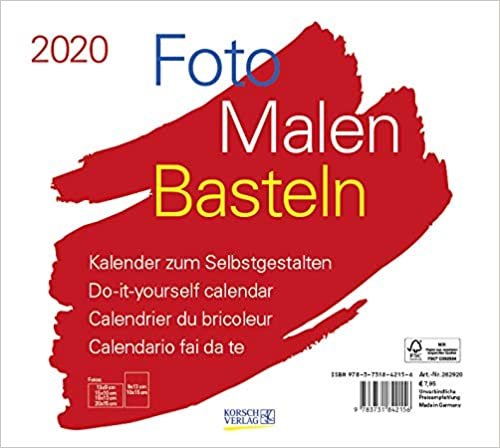 Foto-Malen-Basteln Bastelkalender quer weiß 2020 indir