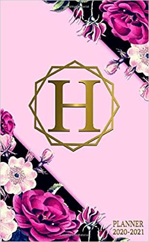 2020-2021 Planner: Monogram Initial Letter H Two Year 2020-2021 Monthly Pocket Planner | 24 Months Spread View Agenda With Notes, Holidays, Contact ... Log | Trendy Black & Pink Floral Print